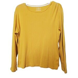 Talbots Yellow 100% Pima Cotton Long Sleeve Crew Neck T-Shirt Size XL